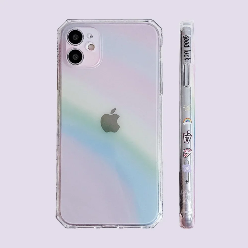 NEW iPhone 13/12/11/Pro/Max Rainbow Clear Square iphone case - Picture 7 of 7